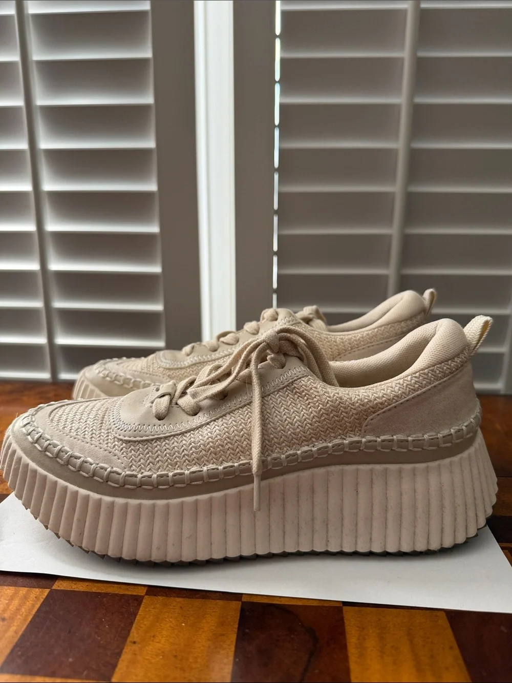 Dolce Vita Cream Platform Sneakers with Woven Upper